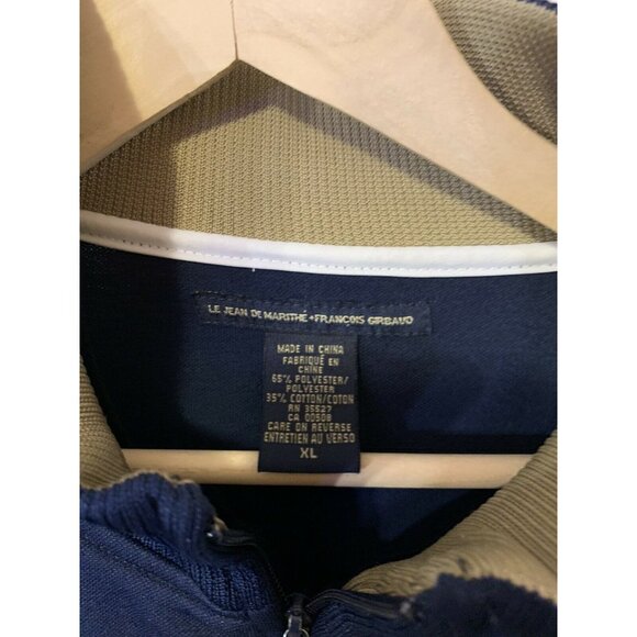 Vtg Marithe Francois Girbaud Embroidered Full Zip Jacket Men’s Sz XL Blue‎ Tan - Picture 2 of 10